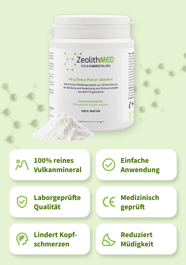 ZeolithMED polvere detox ultrafine 60g, dispositivo medico con certificato CE
