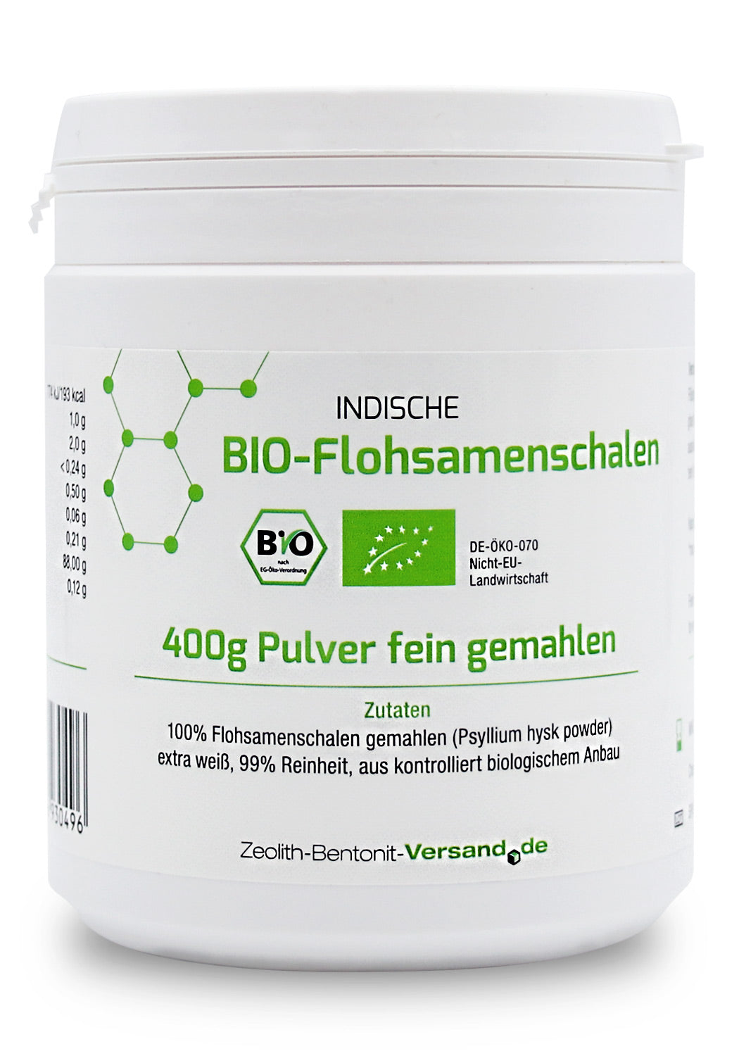 BIO-Flohsamenschalen gemahlen 400g Pulver (Psyllium) DE-ÖKO-070, zur inneren Anwendung