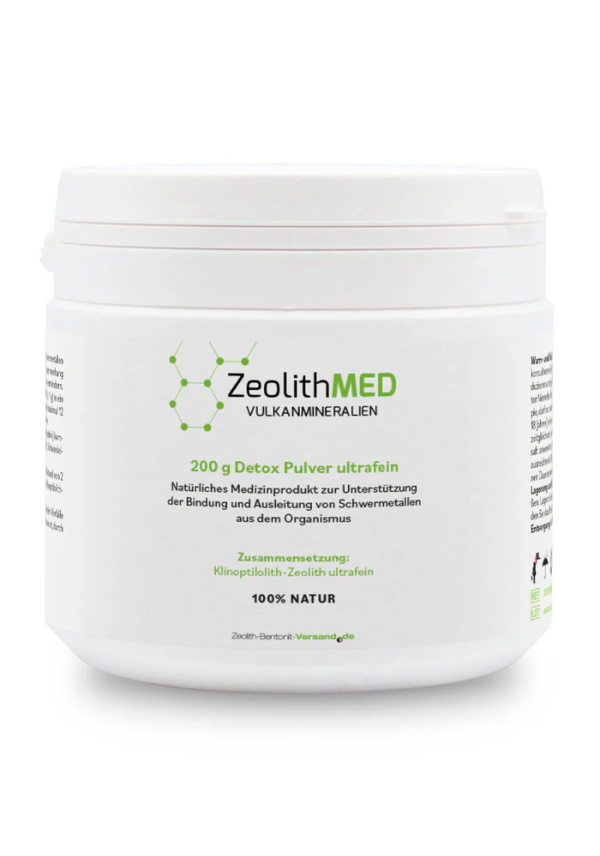 ZeolithMED polvo detox ultrafino 200g, producto sanitario con certificado CE