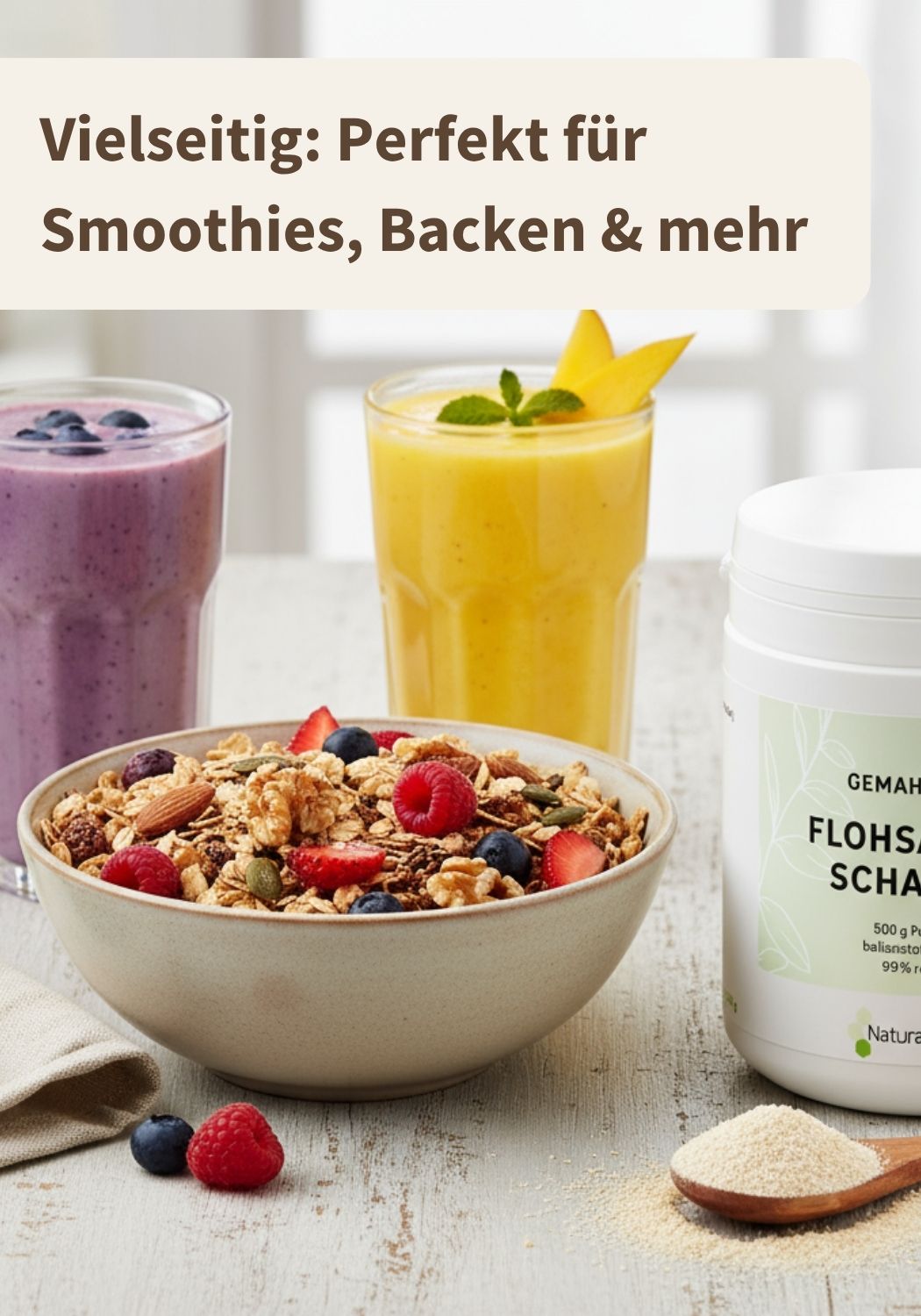 BIO-Flohsamenschalen gemahlen 500g Pulver (Psyllium) DE-ÖKO-070, zur inneren Anwendung