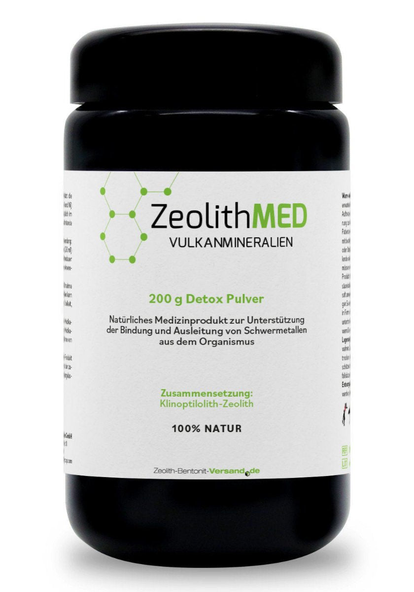 ZeolithMED polvere detox 200 g in Vetro violetto Miron, dispositivo medico con certificato CE
