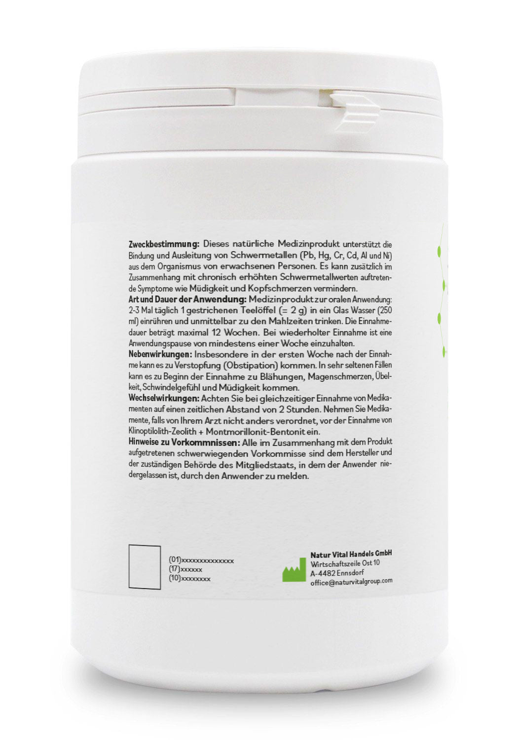 ZeoBentMED polvo detox 650g, producto sanitario con certificado CE