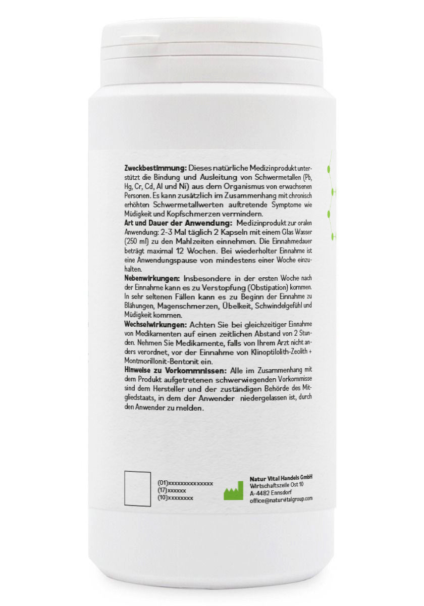 ZeoBentMED 200 Detox-Kapseln, Medizinprodukt mit CE-Zertifikat