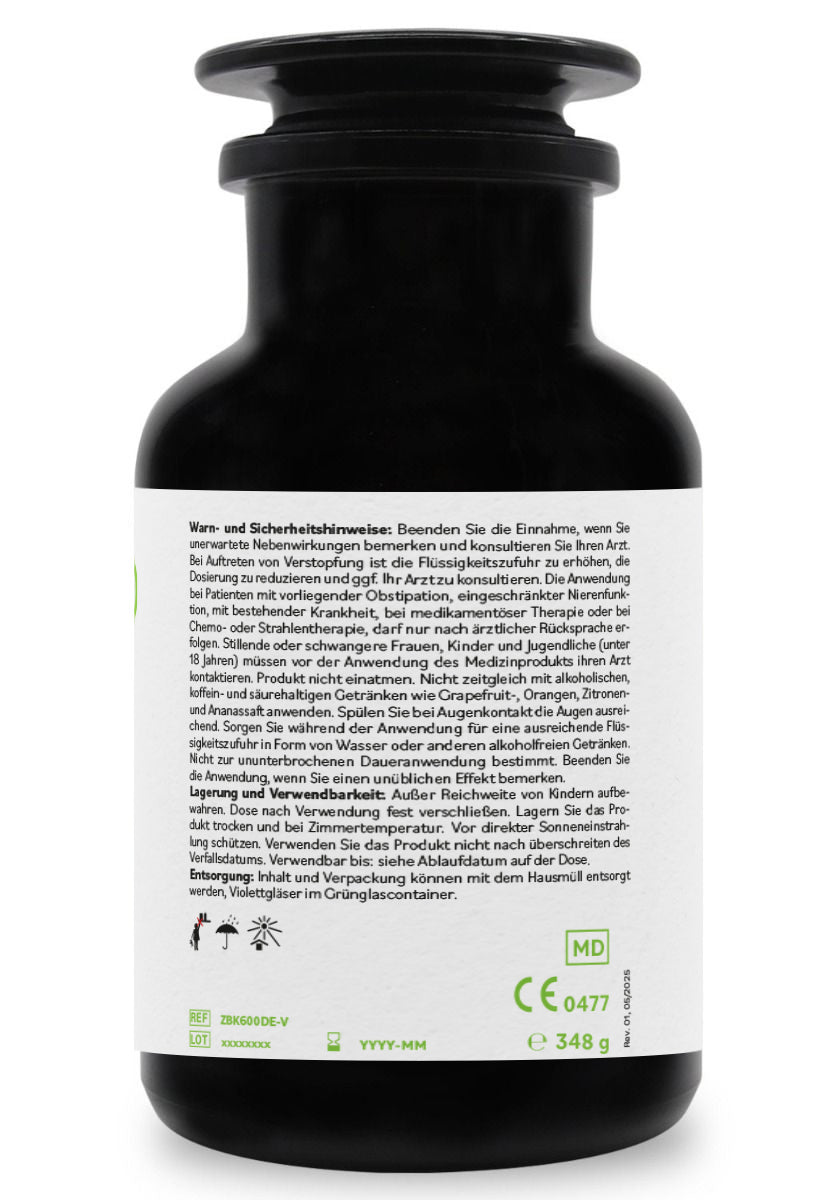 ZeoBentMED 600 cápsulas de desintoxicación en vidrio de Miron violeta, producto sanitario con certificado CE