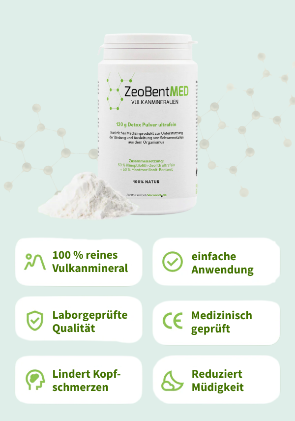 ZeoBentMED Detox-Pulver ultrafein 120g, Medizinprodukt mit CE-Zertifikat