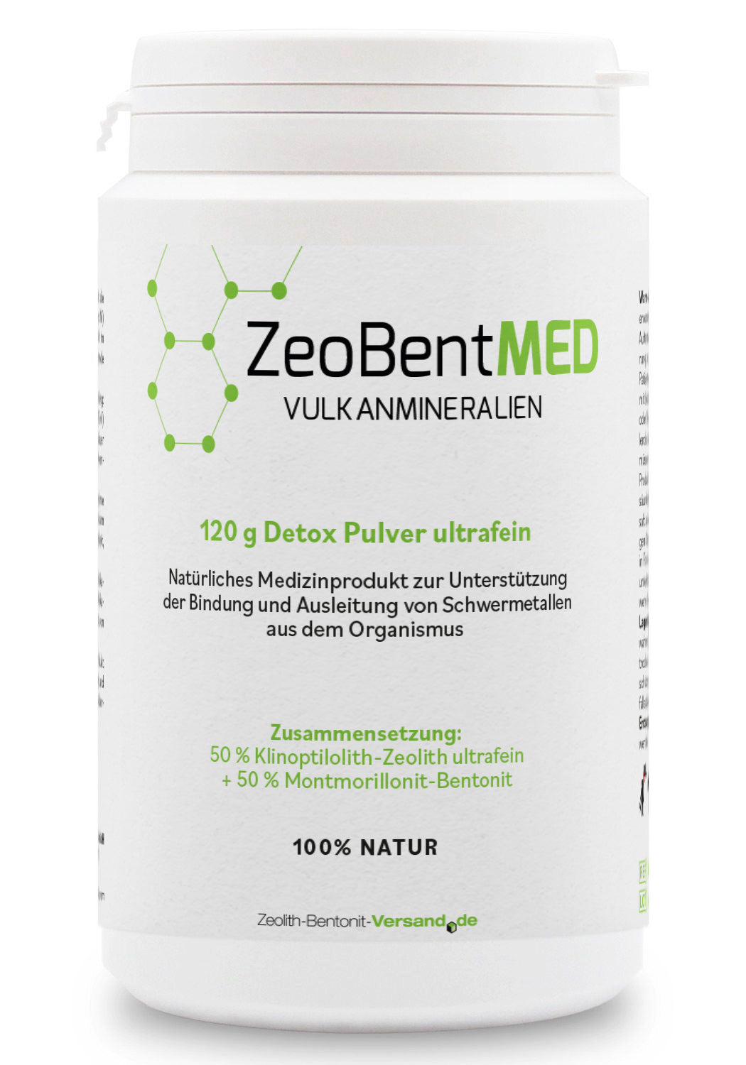 ZeoBentMED Detox-Pulver ultrafein 120g, Medizinprodukt mit CE-Zertifikat