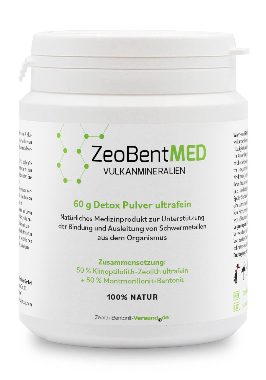 ZeoBentMED polvere detox ultrafine 60g, dispositivo medico con certificato CE