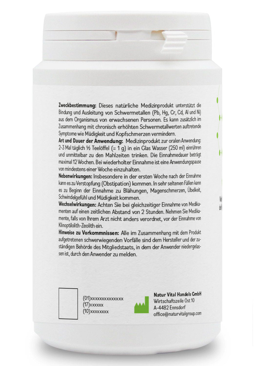 ZeolithMED polvere detox ultra-fine 120g, dispositivo medico con certificato CE