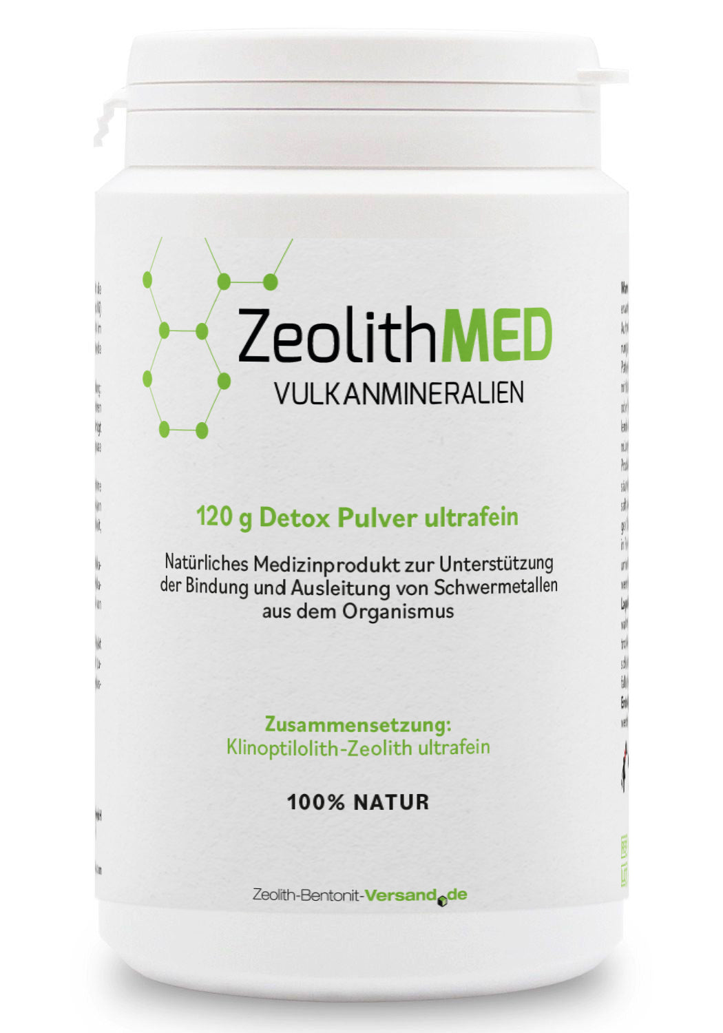 ZeolithMED polvere detox ultra-fine 120g, dispositivo medico con certificato CE