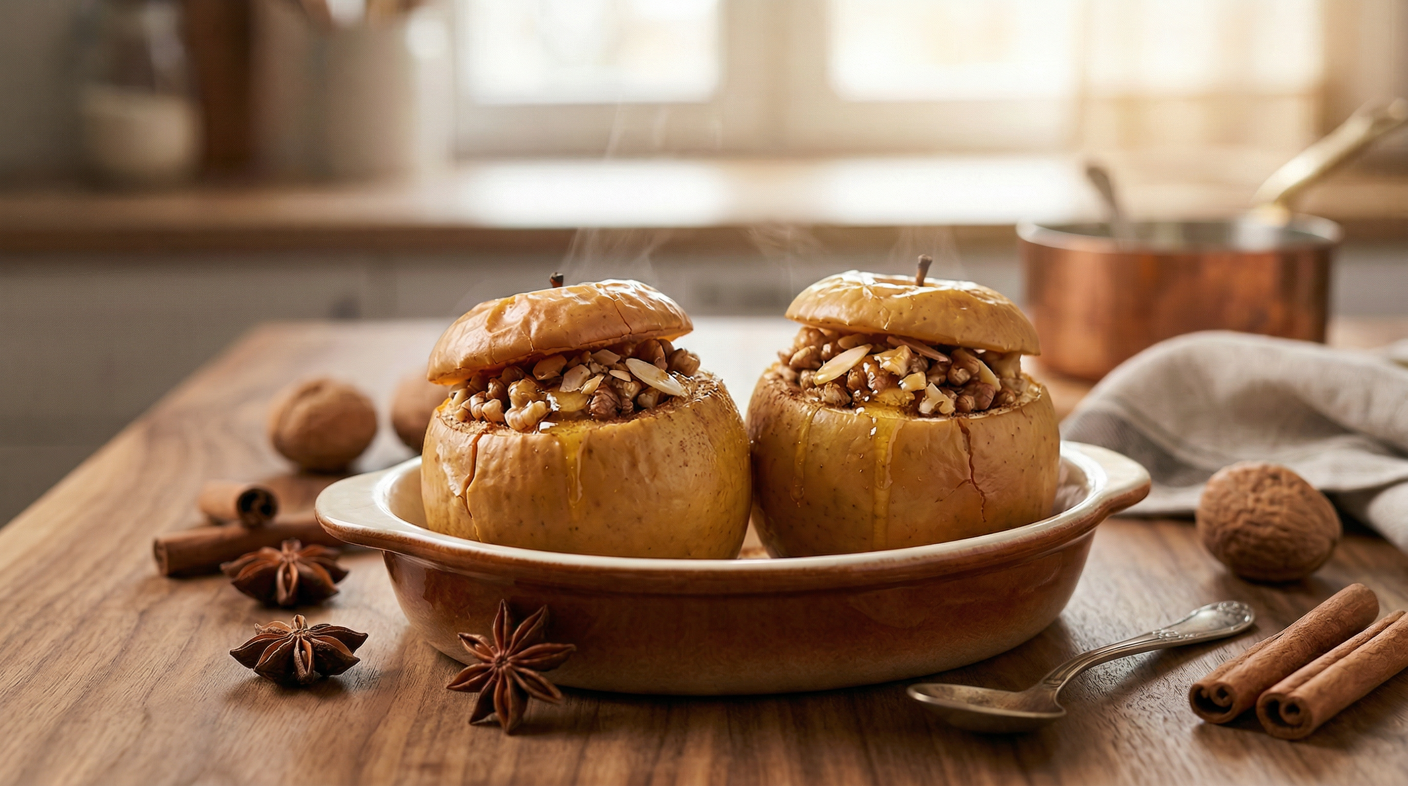 Ofen-Apfel mit Zimt und Nüssen
