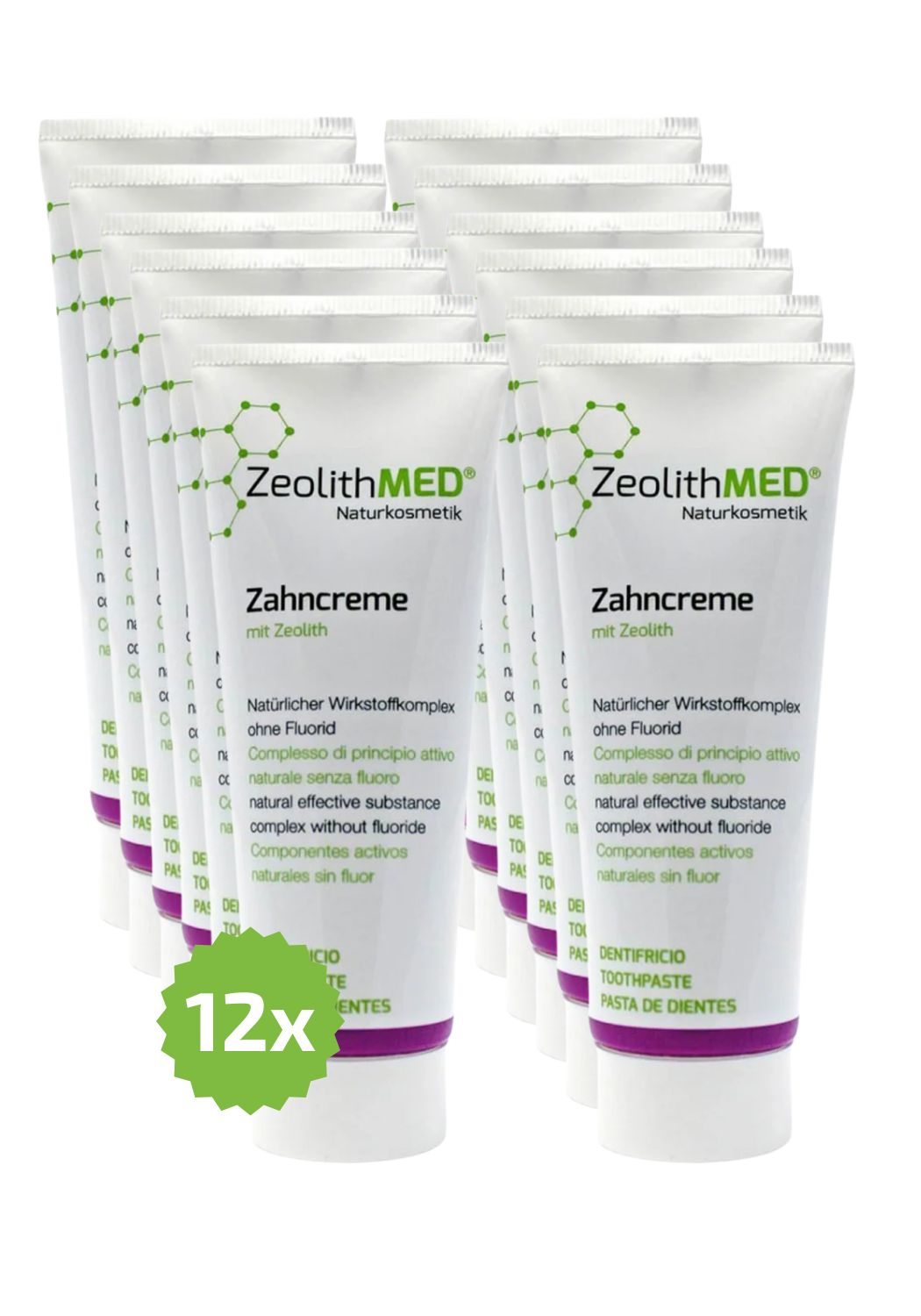 12x ZeolithMED Zahncreme 75ml im Sparpack, Zahnpasta ohne Fluorid