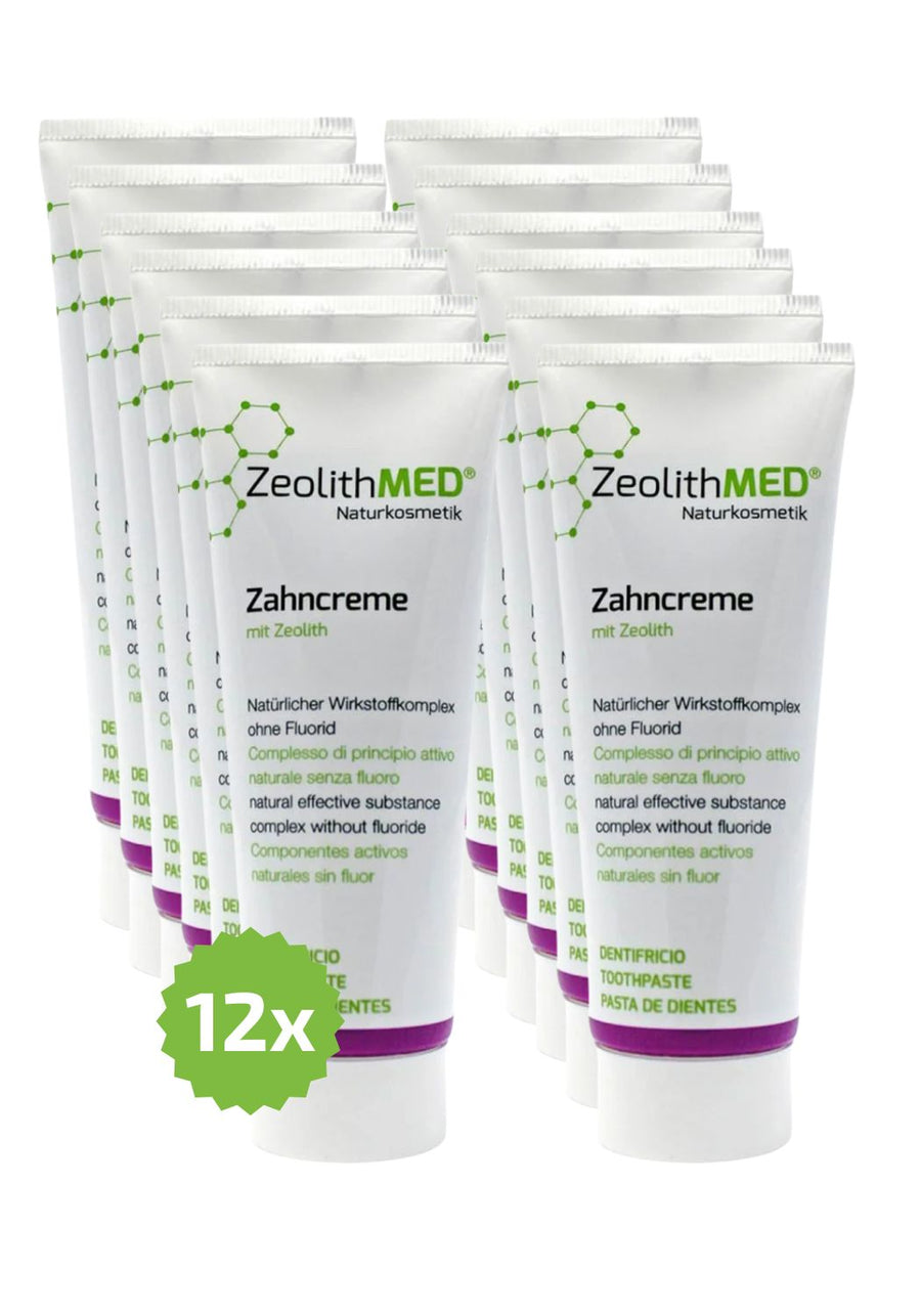 12x ZeolithMED toothpaste 75ml in a value pack, toothpaste without fluoride