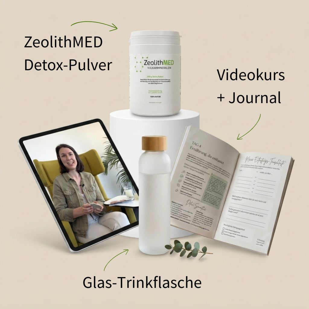 Einsteiger-Set: Detox-Pulver, inkl. Trinkflasche, Journal & Videokurs mit Heilpraktikerin Marika Müller