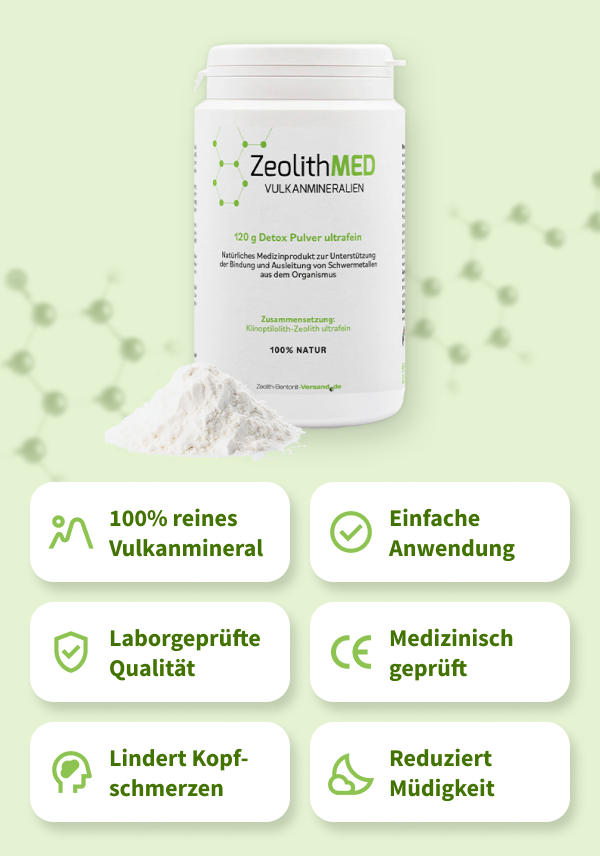 ZeolithMED polvere detox ultra-fine 120g, dispositivo medico con certificato CE