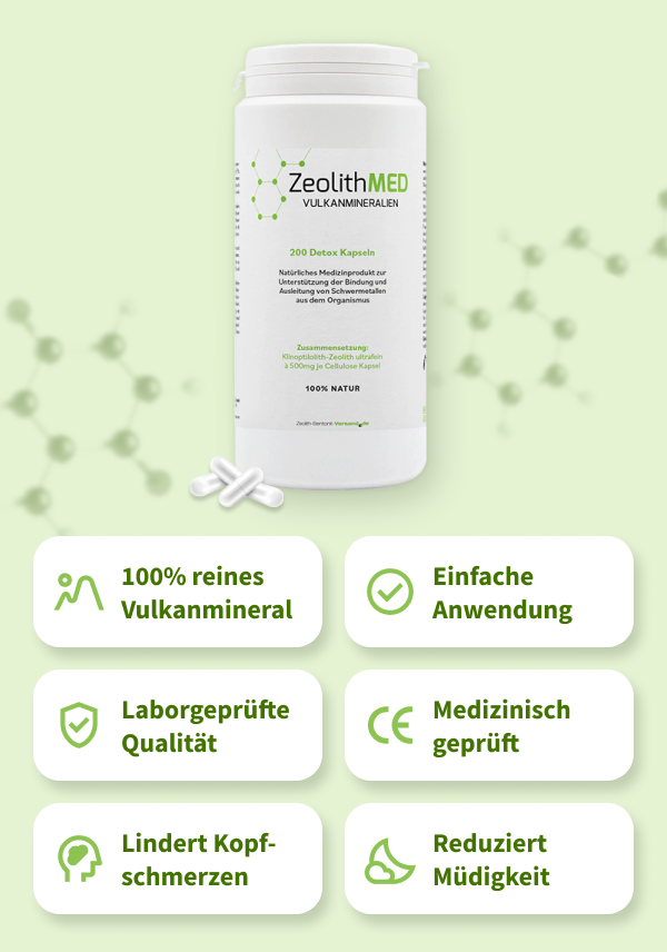 ZeolithMED 200 Detox-Kapseln, Medizinprodukt mit CE-Zertifikat