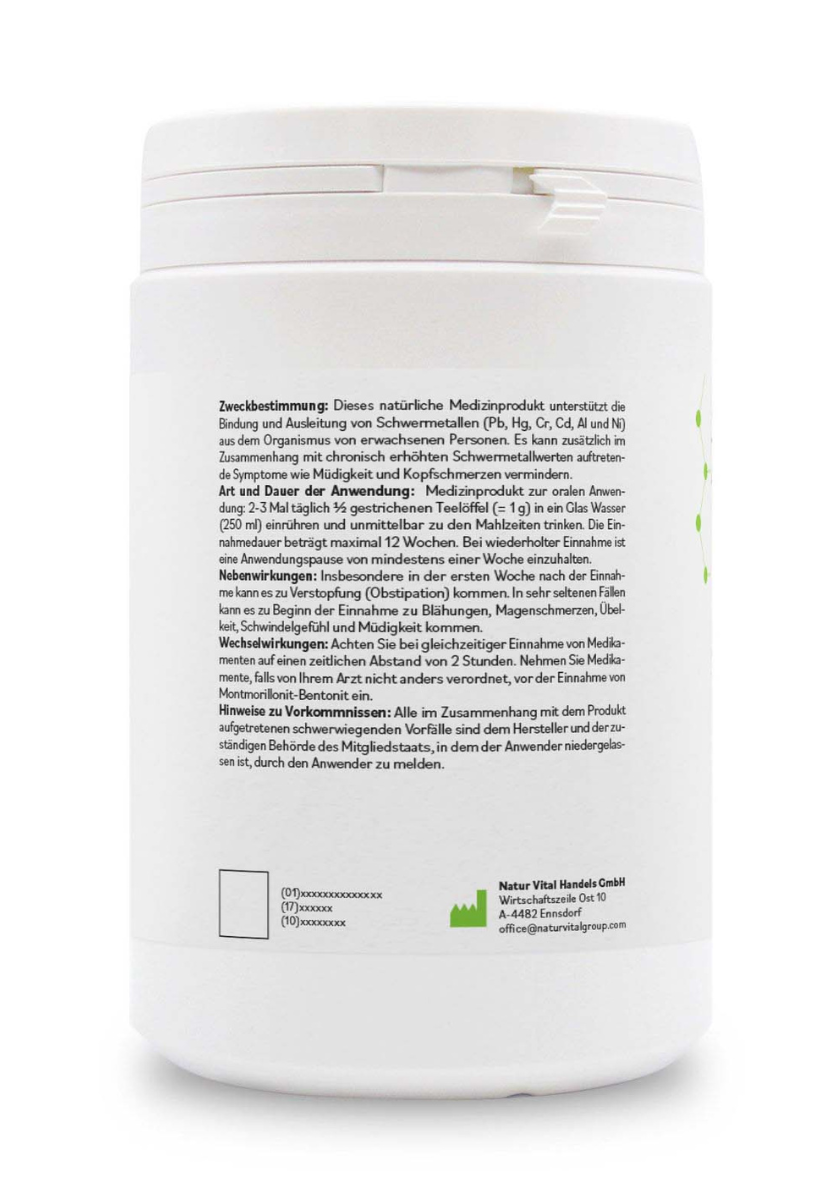 BentonitMED detox powder 600g, medical device with CE certificate