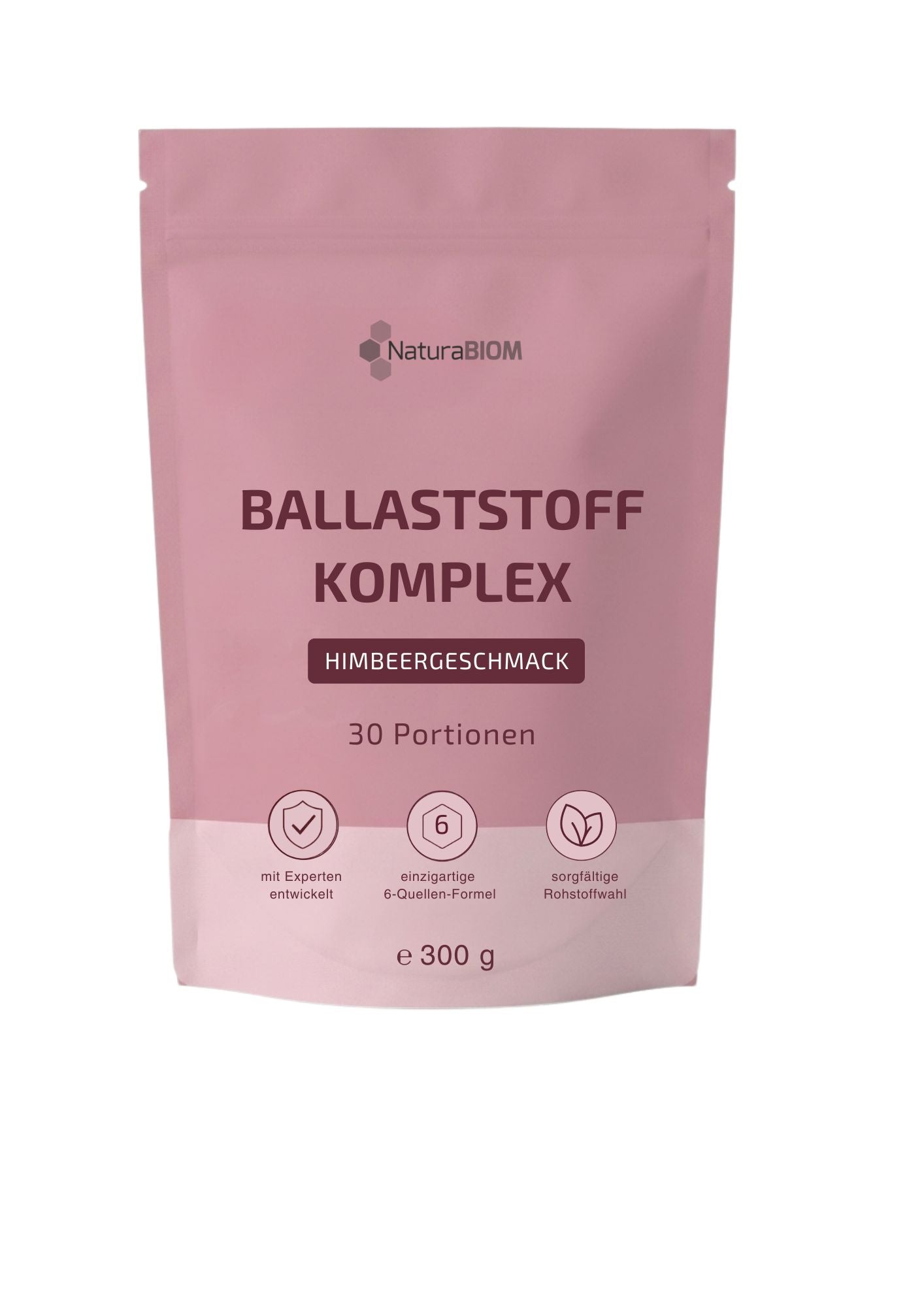Ballaststoff-Komplex Himbeer 300g – Pulver mit 6 Pflanzenfaserquellen, 30 Portionen