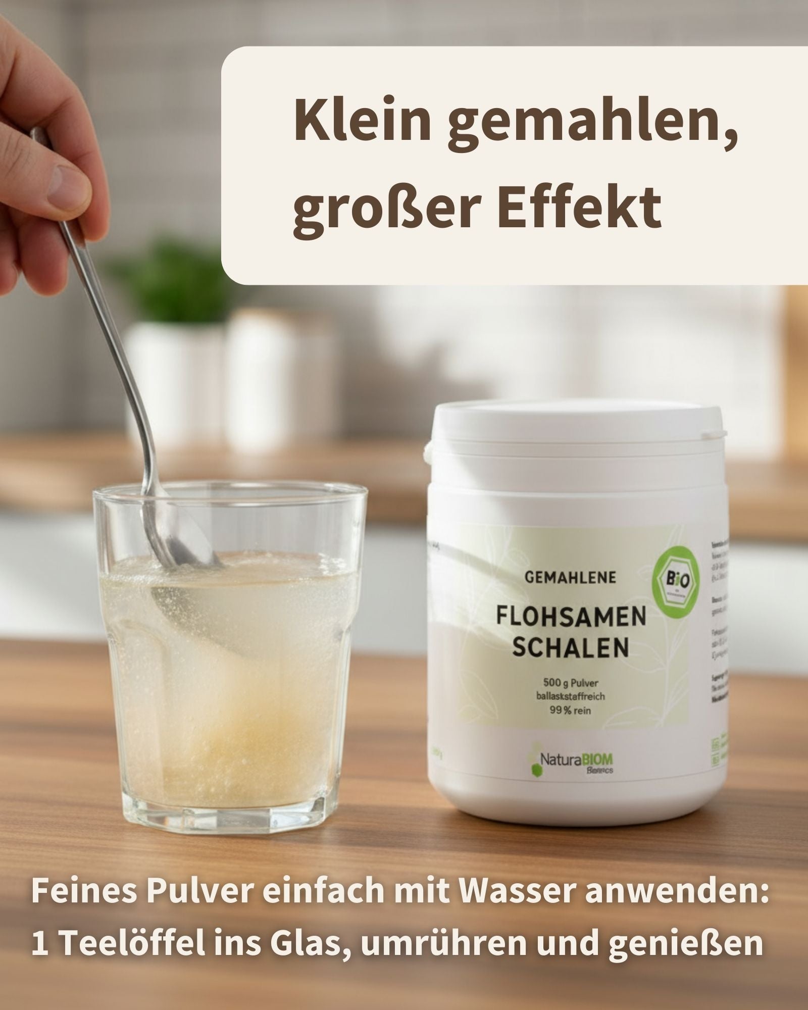 BIO-Flohsamenschalen gemahlen 500g Pulver (Psyllium) DE-ÖKO-070, zur inneren Anwendung