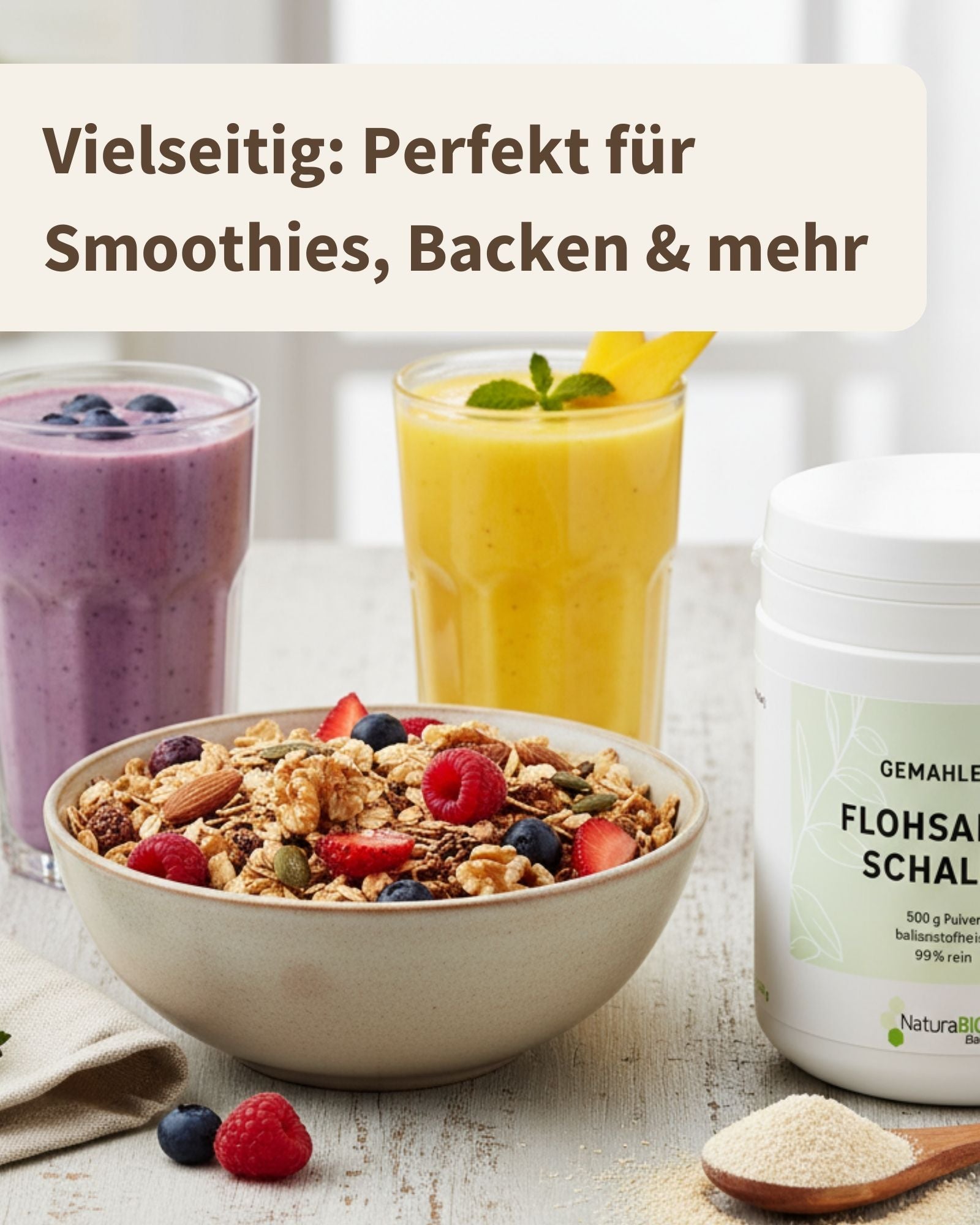 BIO-Flohsamenschalen gemahlen 500g Pulver (Psyllium) DE-ÖKO-070, zur inneren Anwendung