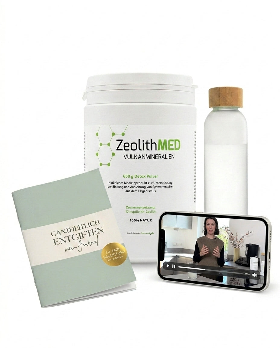 Einsteiger-Set: Detox-Pulver, inkl. Trinkflasche, Journal & Videokurs mit Heilpraktikerin Marika Müller