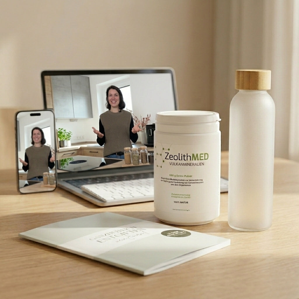 Einsteiger-Set: Detox-Pulver, inkl. Trinkflasche, Journal & Videokurs mit Heilpraktikerin Marika Müller