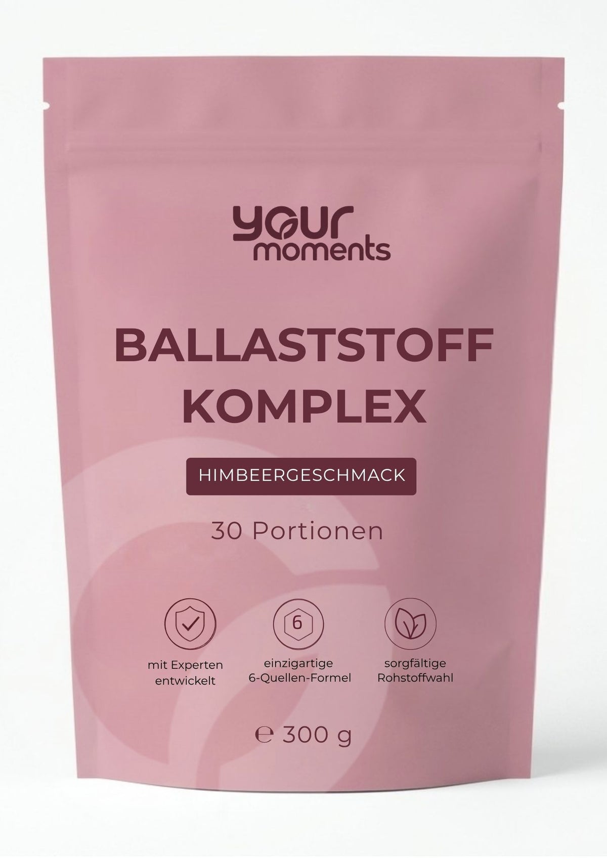 Ballaststoff-Komplex Himbeer 300g – Pulver mit 6 Pflanzenfaserquellen, 30 Portionen
