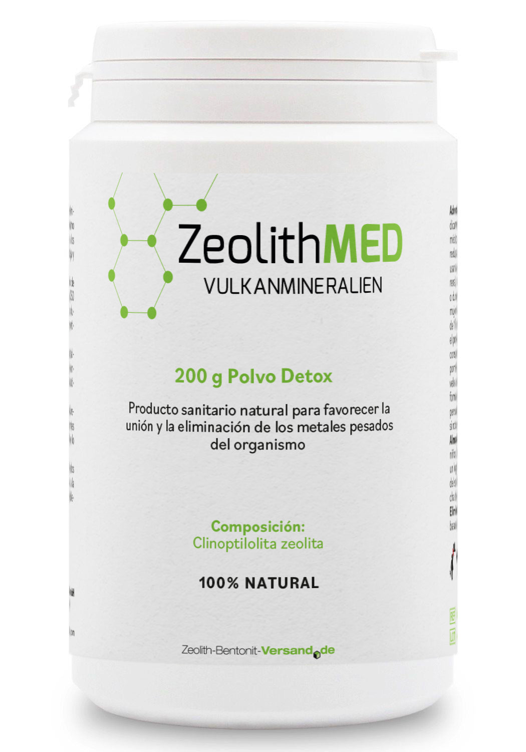 ZeolithMED detox en polvo 200g, producto sanitario con certificado CE
