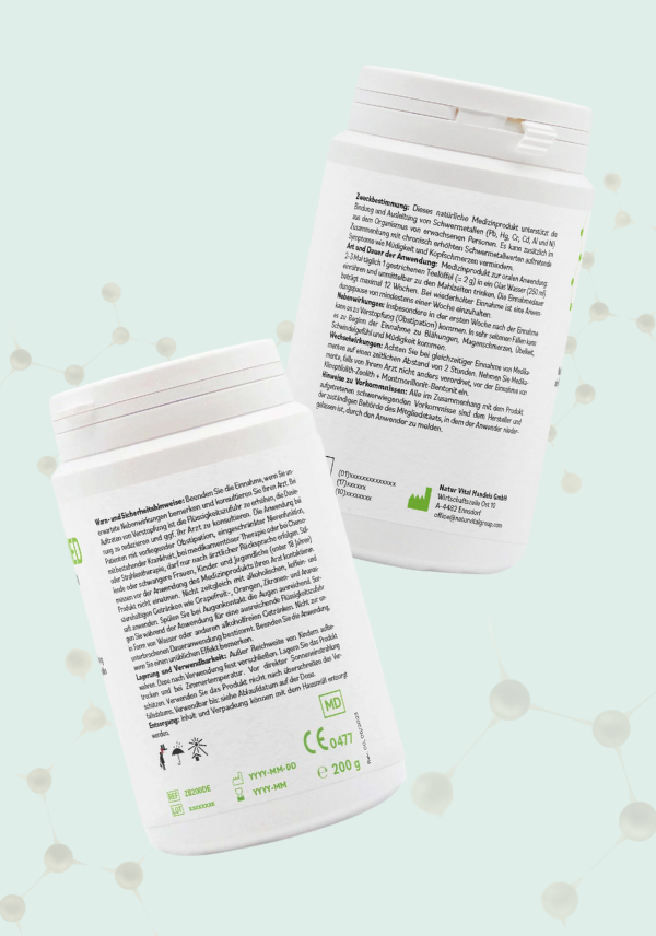 ZeoBentMED Detox-Pulver 200g, Medizinprodukt mit CE-Zertifikat