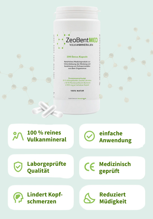 ZeoBentMED 200 Detox-Kapseln, Medizinprodukt mit CE-Zertifikat