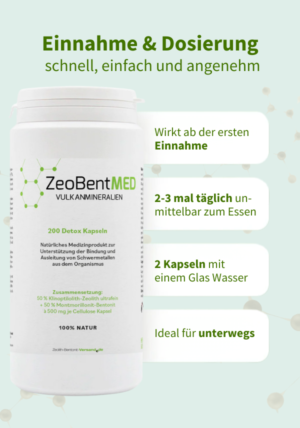 ZeoBentMED 200 Detox-Kapseln, Medizinprodukt mit CE-Zertifikat