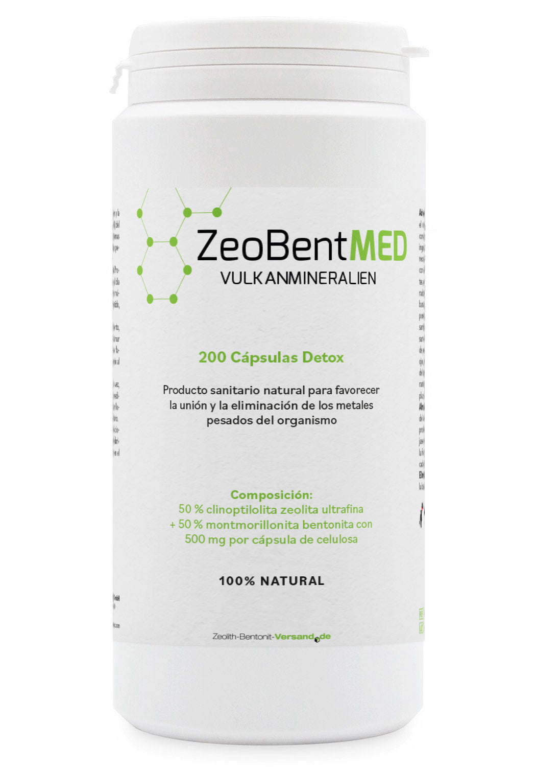 ZeoBentMED 200 cápsulas de desintoxicación, producto sanitario con certificado CE