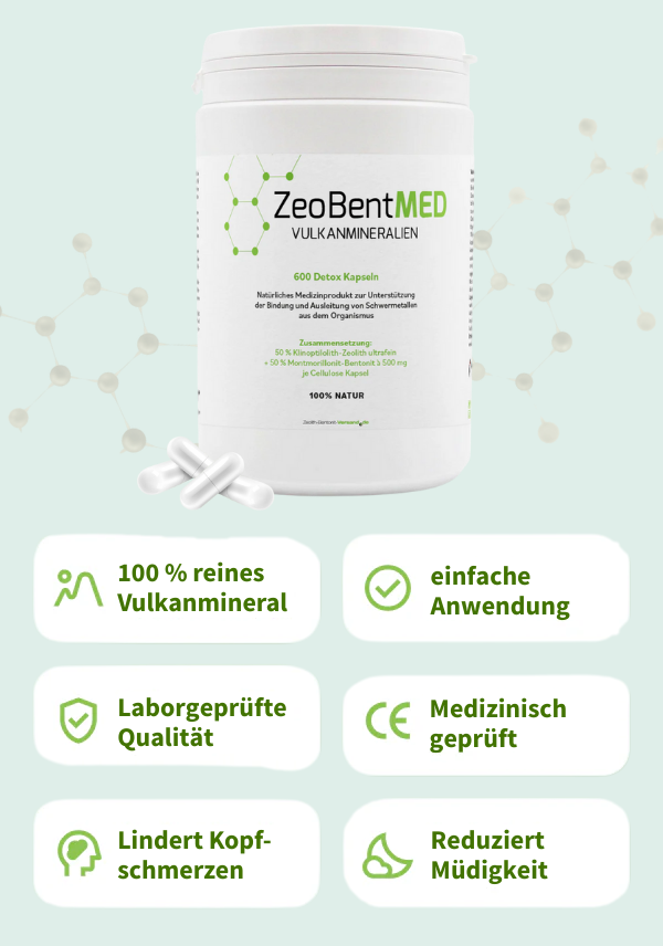 ZeoBentMED 600 Detox-Kapseln, Medizinprodukt mit CE-Zertifikat
