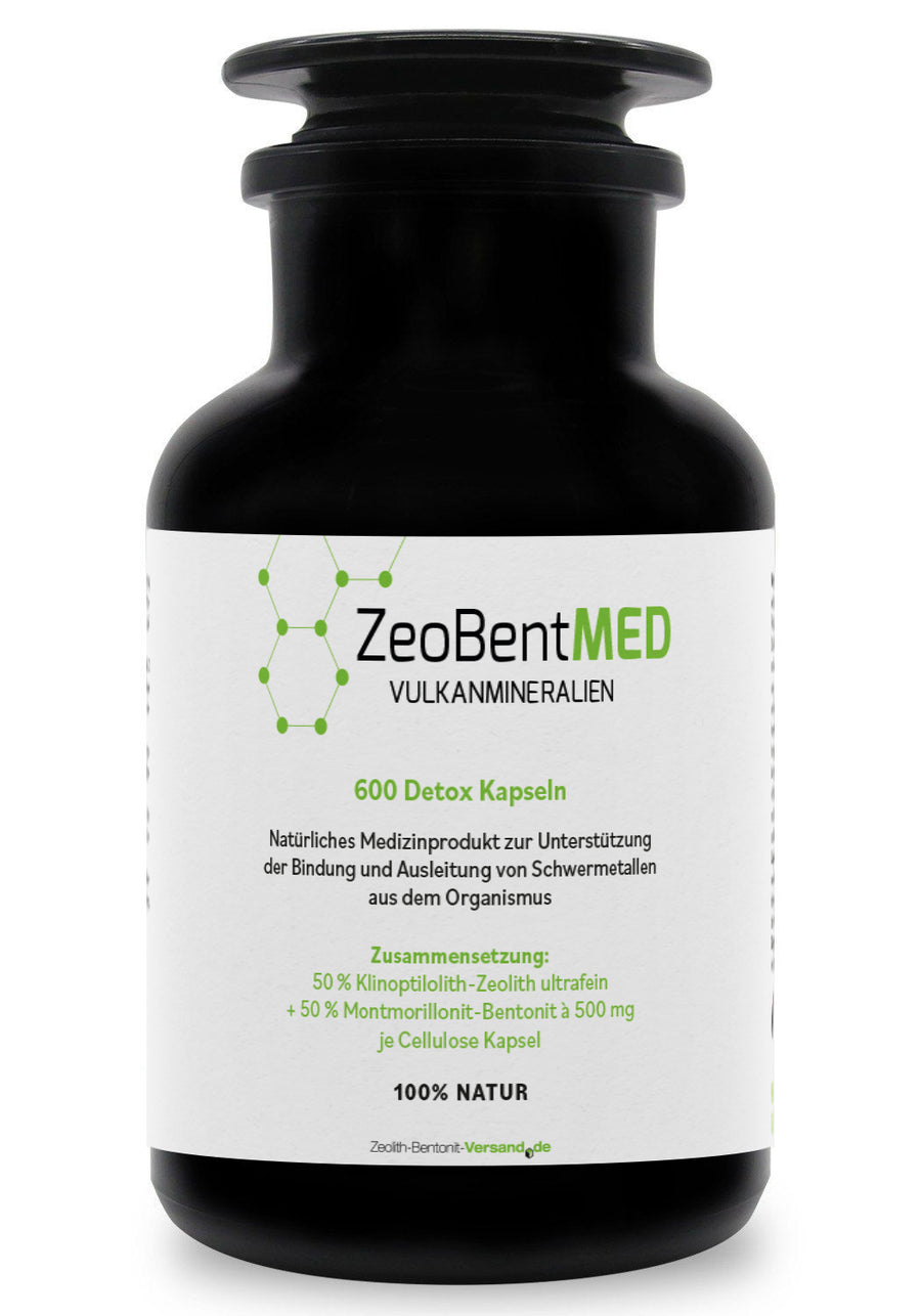 ZeoBentMED 600 Detox-Kapseln im Miron Violettglas, Medizinprodukt mit CE-Zertifikat
