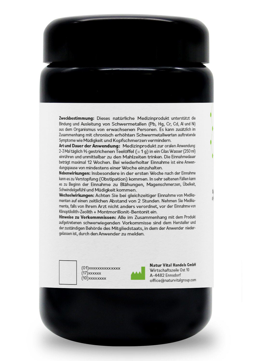 ZeoBentMED Detox-Pulver ultrafein 120g im Miron Violettglas, Medizinprodukt mit CE-Zertifikat