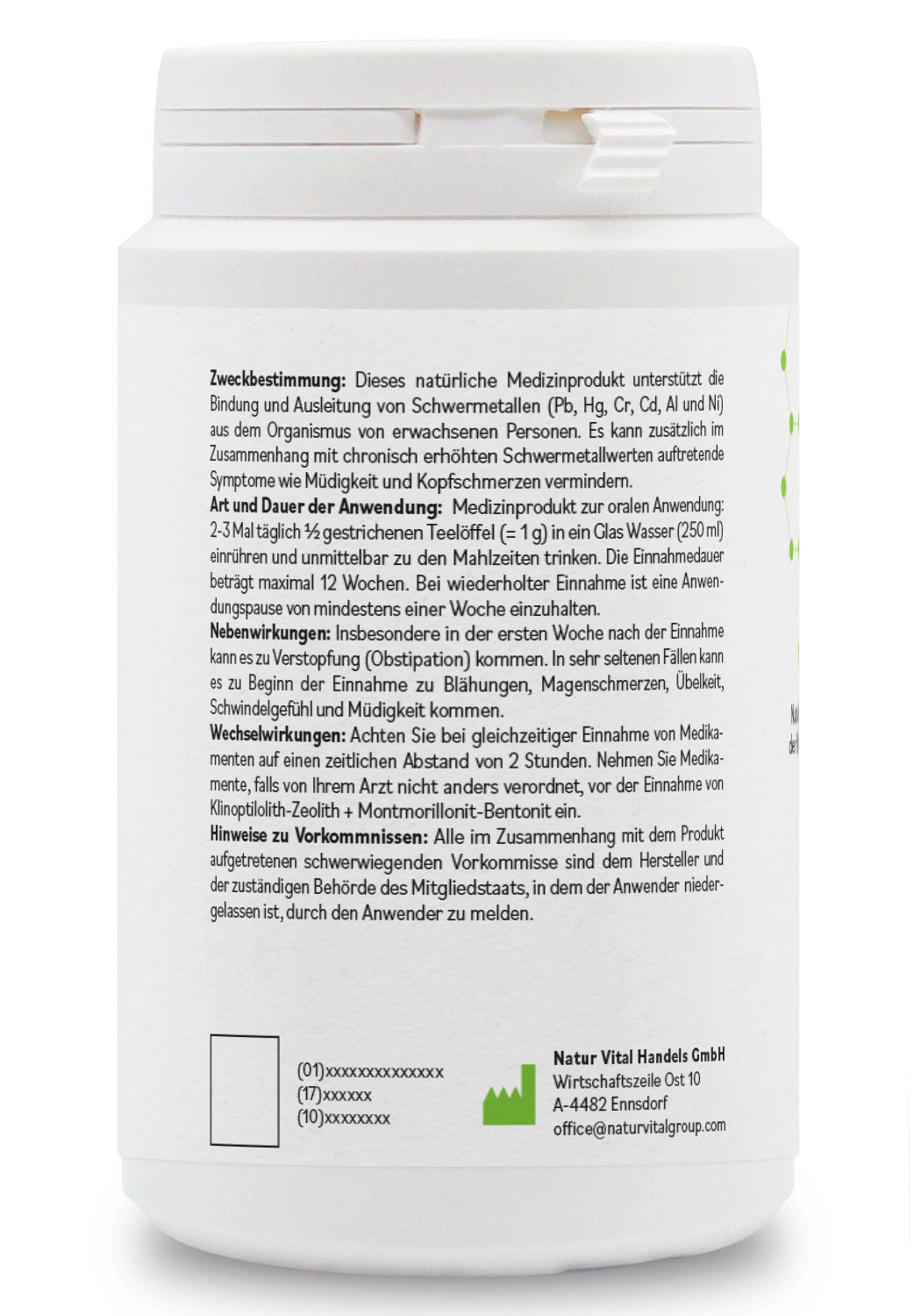 ZeoBentMED polvo detox ultrafino 120g, producto sanitario con certificado CE