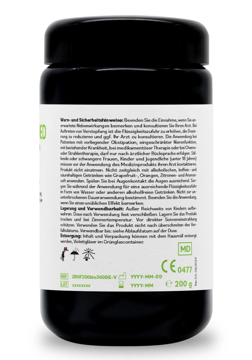 ZeoBentMED Detox-Pulver ultrafein 200g im Miron Violettglas, Bio360, Medizinprodukt mit CE-Zertifikat