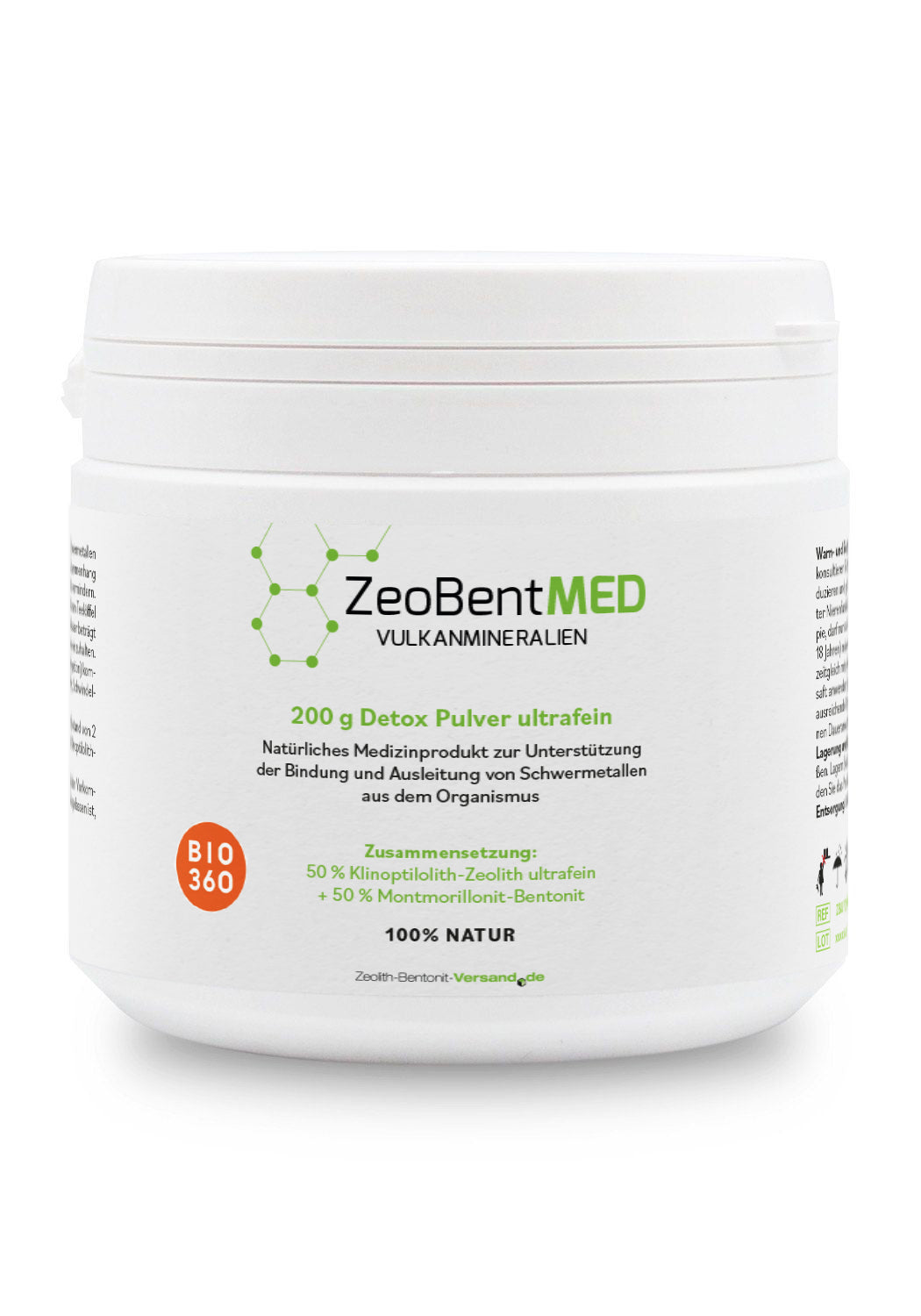 ZeoBentMED Detox-Pulver ultrafein 200g, Bio360, Medizinprodukt mit CE-Zertifikat