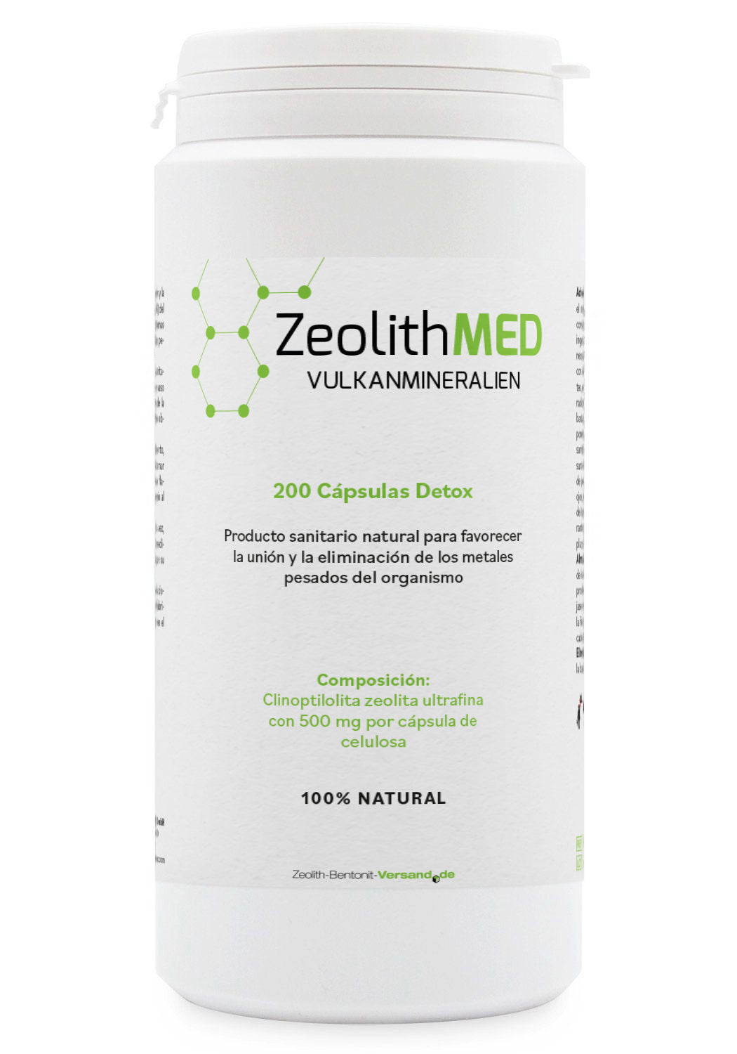 ZeolithMED 200 cápsulas de desintoxicación, producto sanitario con certificado CE