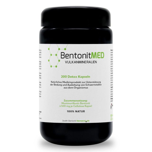 BentonitMED 200 Detox-Kapseln im Miron Violettglas, Medizinprodukt mit CE-Zertifikat 