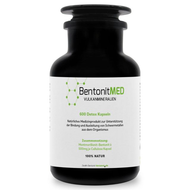 BentonitMED 600 Detox-Kapseln im Miron Violettglas, Medizinprodukt mit CE-Zertifikat 