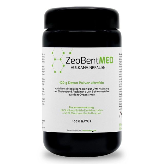 ZeoBentMED Detox-Pulver ultrafein 120g im Miron Violettglas, Medizinprodukt mit CE-Zertifikat