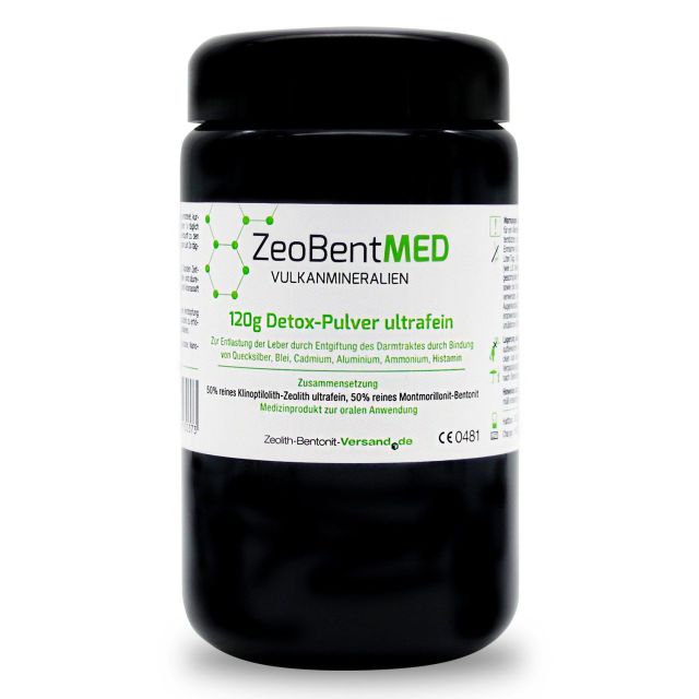 ZeoBentMED Detox-Pulver ultrafein 120g im Violettglas, zur inneren Anwendung