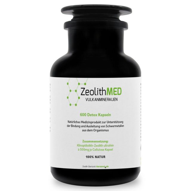 ZeolithMED 600 Detox-Kapseln im Miron Violettglas, Medizinprodukt mit CE-Zertifikat 