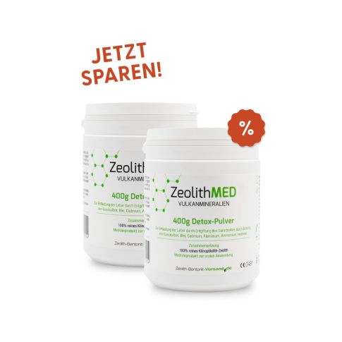 2x Zeolith MED Detox-Pulver 400g für 40 Tage im Sparpack, zur inneren Anwendung