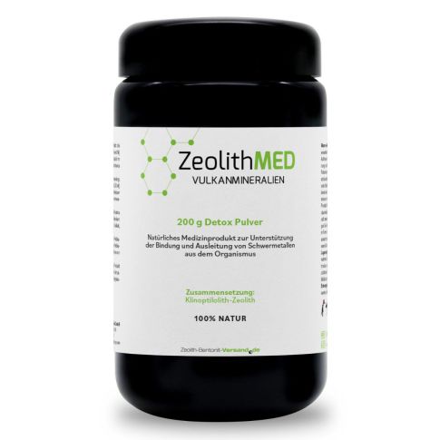 ZeolithMED Detox-Pulver 200g  im Miron Violettglas, Medizinprodukt mit CE-Zertifikat 